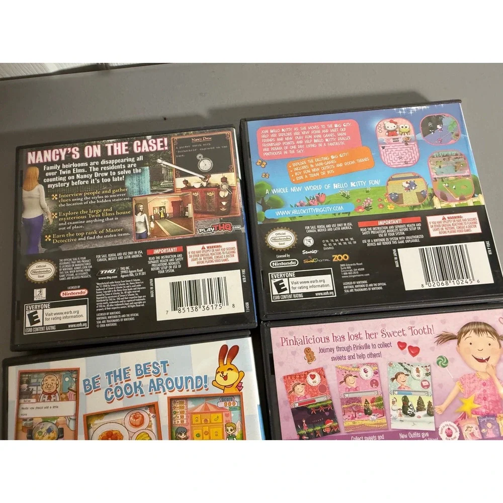 Nintendo DS Game Lot 7 Barbie Dora Hello Kitty Nancy Drew Silverlicious Manuals